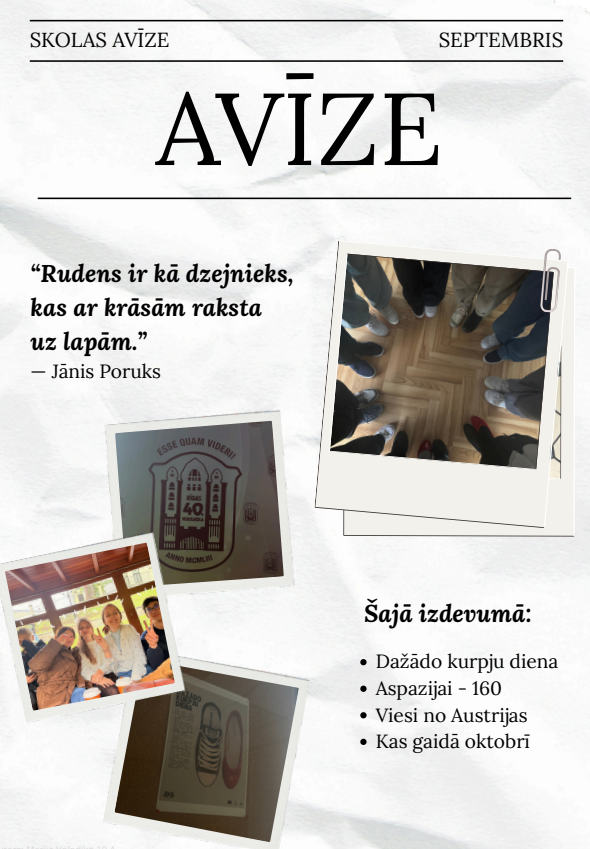 Skolas avīze - Septembra numurs